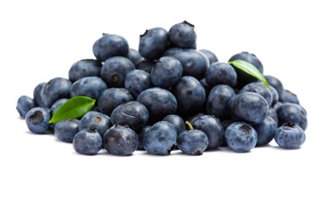 Close up of heap of bilberry, isolated on white