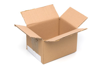 Empty Cardboard Box, Open, Isolated on White