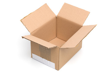 Empty Cardboard Box, Open, Isolated on White