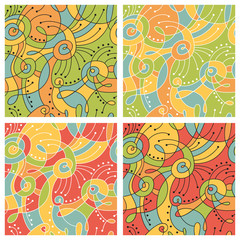 Vector set: seamless abstract colored patterns
