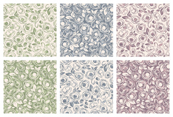 Set of six vintage seamless floral patterns. Vector illustration