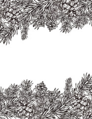 christmas retro pine frame background design