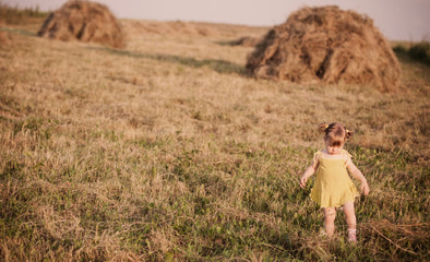Naklejka na ściany i meble little girl in field