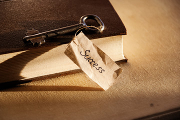 Key to success. Key with a success tag.