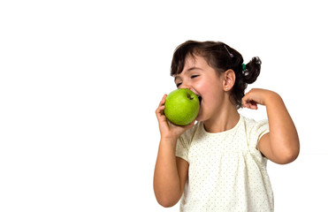 little girl eating apple