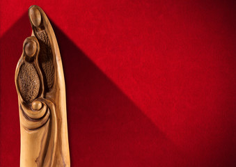Christmas Nativity Scene on Red Wall