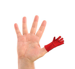 Five fingers. Man's hand.