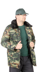 Fototapeta premium Working man in military workwear.