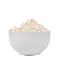 Cottage cheese in plate.