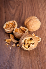 walnuts on a wooden background
