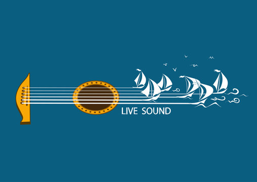 Musical illustration with concept guitar