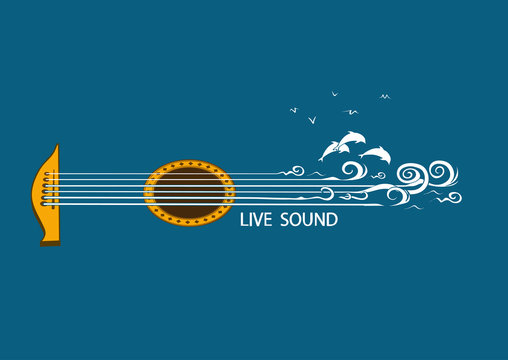 Musical illustration with concept guitar