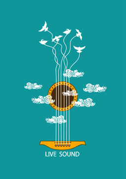 Musical illustration with concept guitar