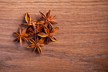 star anise on a wooden background