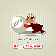 Fototapeta na wymiar New Year greeting card – Christmas reindeer