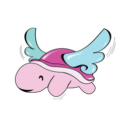 Flying pink turtle