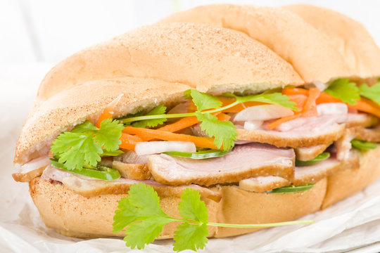 Banh Mi - Crusty bread filled with smoked duck breast slices