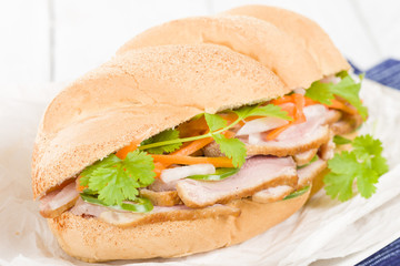 Banh Mi - Crusty bread filled with smoked duck breast slices