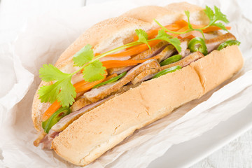 Banh Mi - Crusty bread filled with smoked duck breast slices