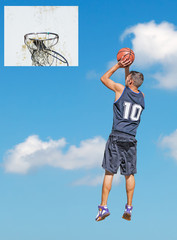 hoop and player in the sky
