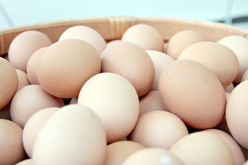 Stack of fresh egg Basket.