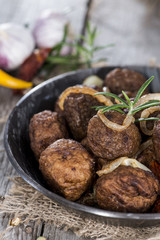 Fresh made Meatballs in a pan