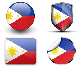 Philippines flag button sticker and badge