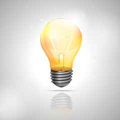Realistic light bulb on the white background