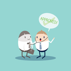 Approved Quality Control Business cartoon illustration