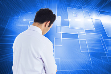 Composite image of businessman holding glasses