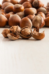 Hazelnuts close up
