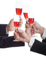 Businessman holding wine