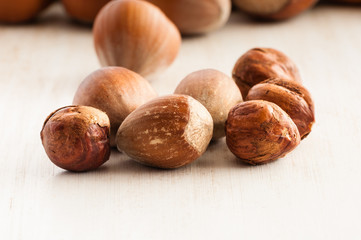 Hazelnuts close up
