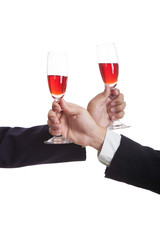 Businessman holding wine