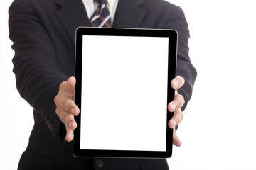 Businessman holding a tablet.