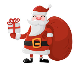 Santa claus with gift on white