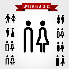 man and woman signs
