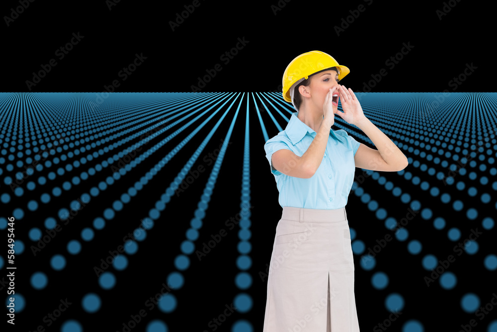 Poster Composite image of attractive architect shouting