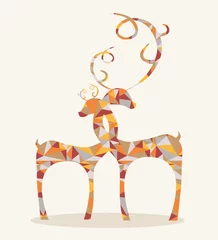 Fototapete Geometrische Tiere Frohe Weihnachten abstrakte Hirsche
