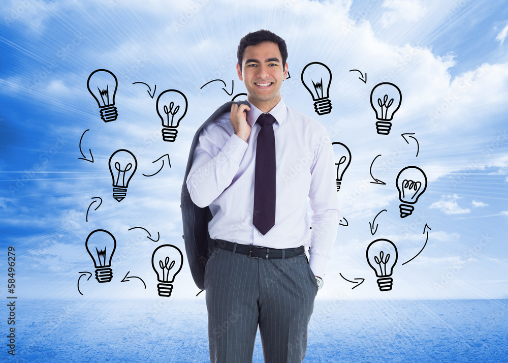Poster composite image of smiling businessman standing