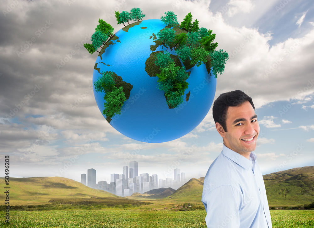 Poster composite image of smiling casual man standing