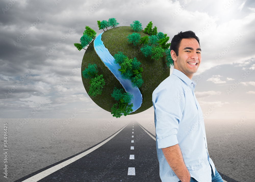 Poster composite image of smiling casual man standing