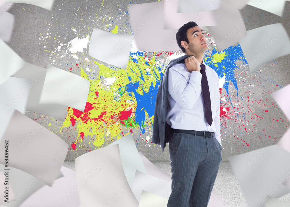 Poster composite image of unsmiling businessman standing