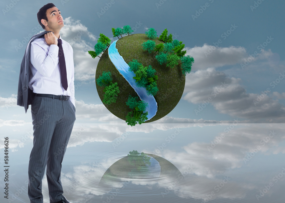 Poster composite image of unsmiling businessman standing