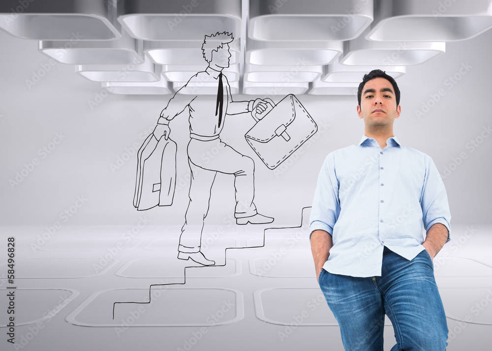 Poster composite image of unsmiling casual man standing