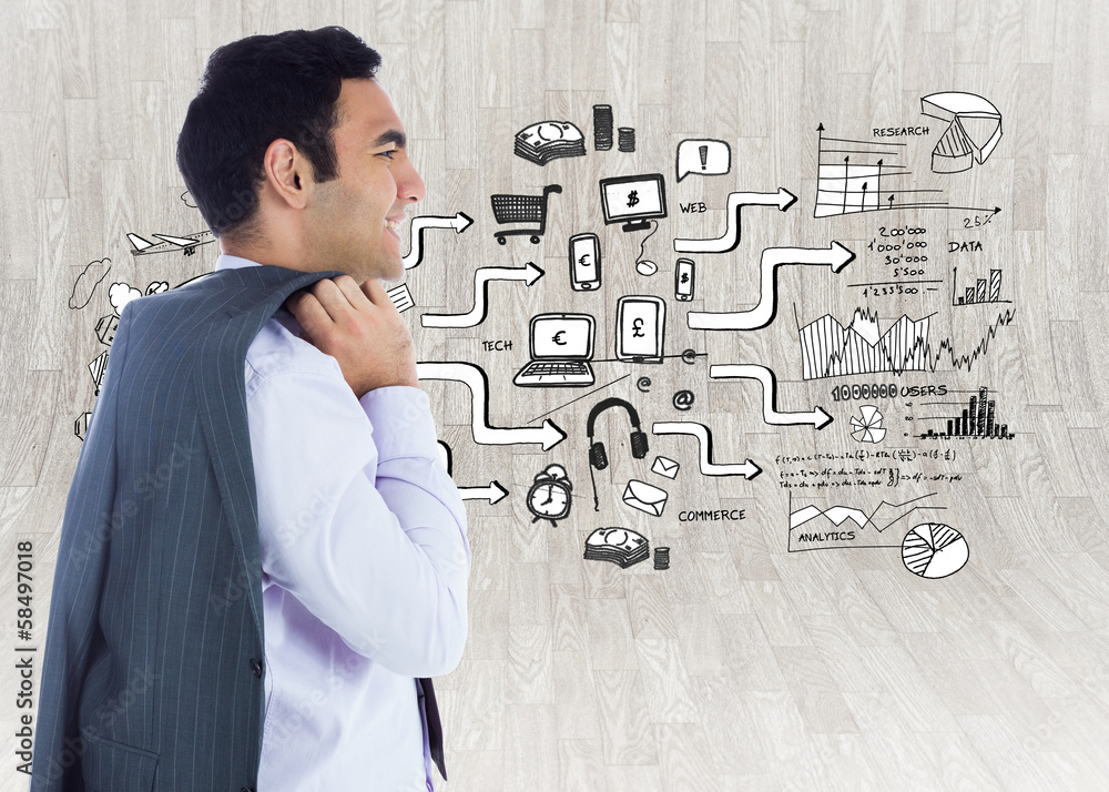 Poster composite image of smiling businessman standing