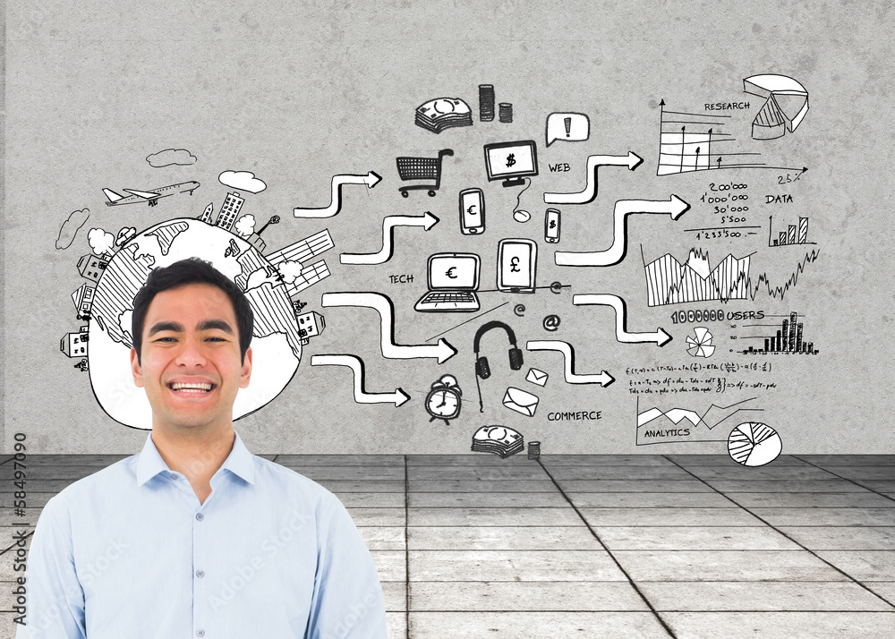 Poster composite image of smiling casual man standing