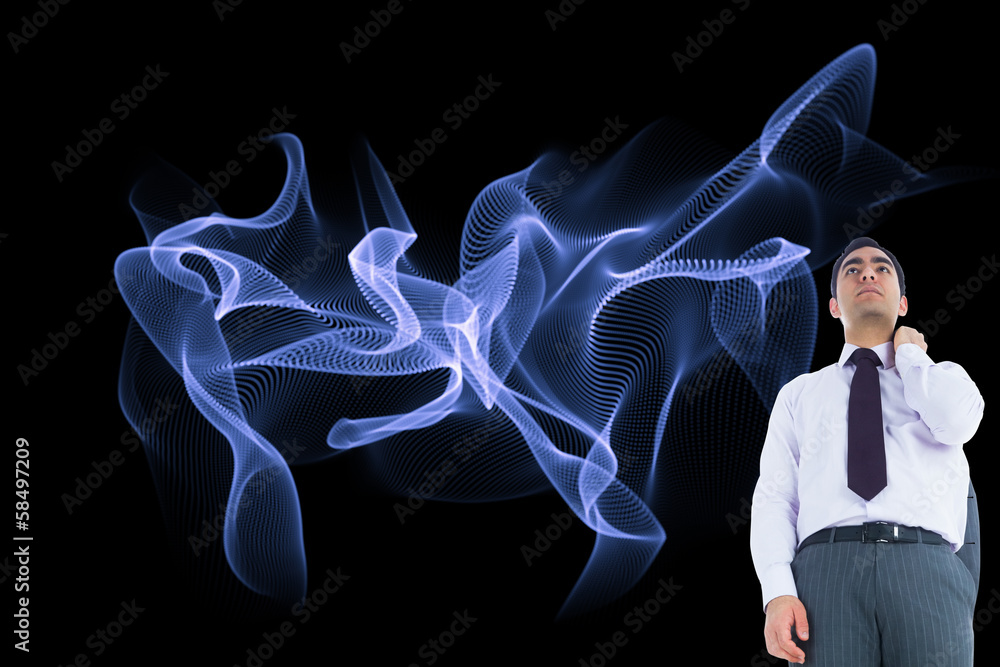Poster composite image of unsmiling businessman standing