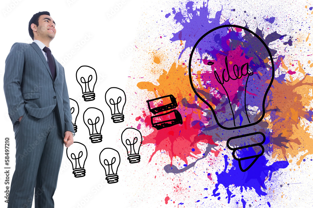 Poster composite image of smiling businessman standing