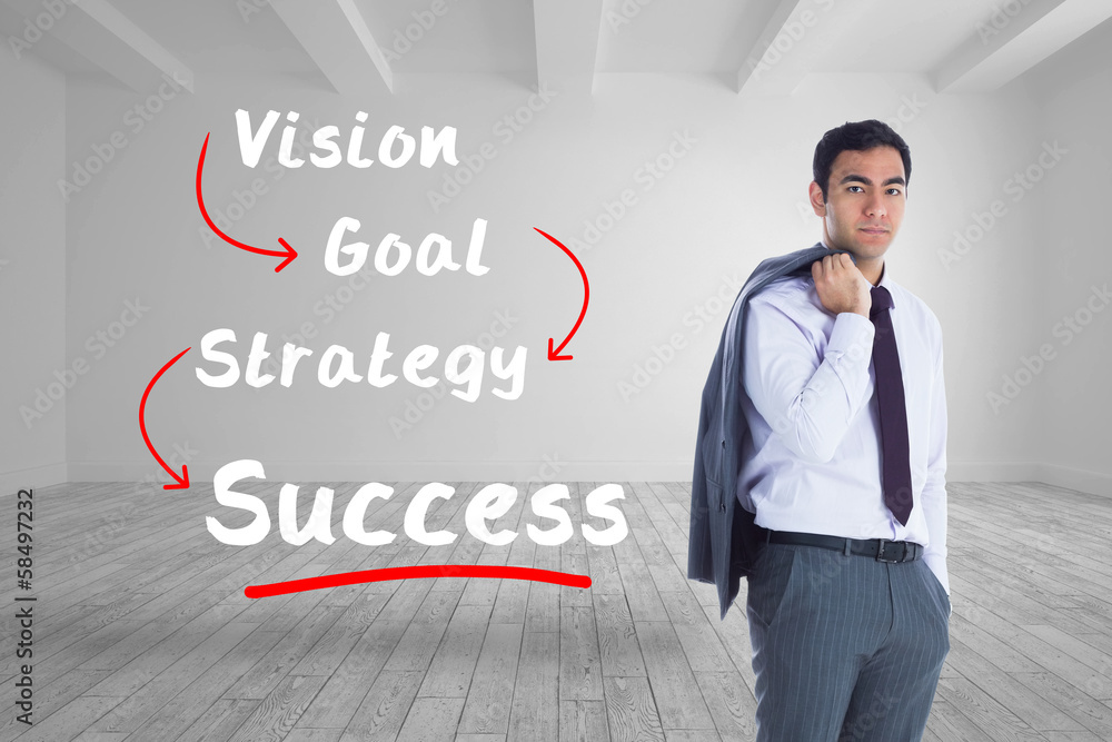Poster composite image of unsmiling businessman standing